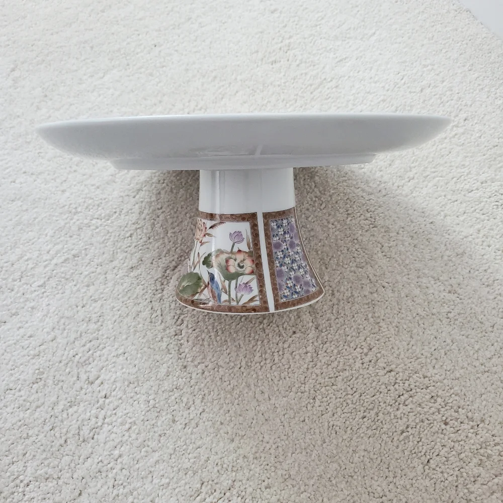 Vintage Bird and Flower Cake Stand